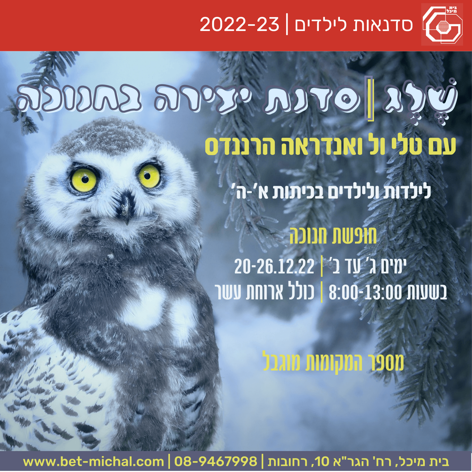 Read more about the article שלג | סדנת יצירה בחנוכה בבית מיכל 20-26.12